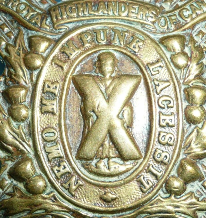 WW1 Canada - 13th Battalion CEF 1st Canadian Division The Royal Highlanders (Black Watch) Of Canada – King's Crown Browning Copper Cap Metal Cap Badge — image 2