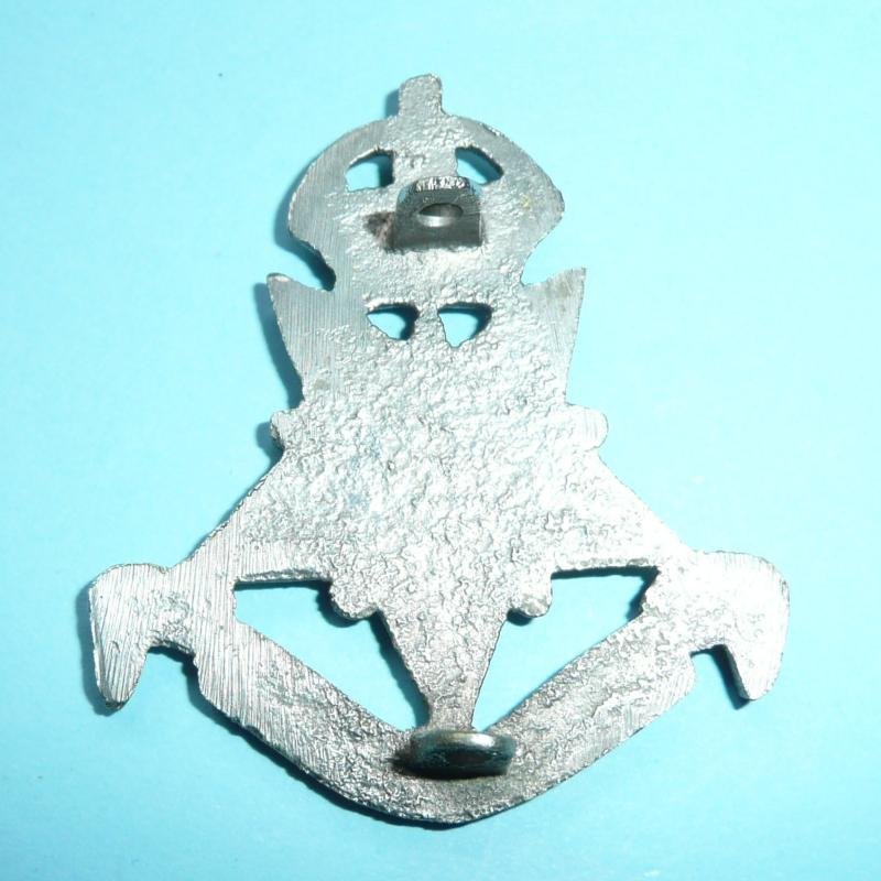 British Indian Army - 14th Punjab Regiment Cast White Metal Cap Badge, King's Crown — image 2