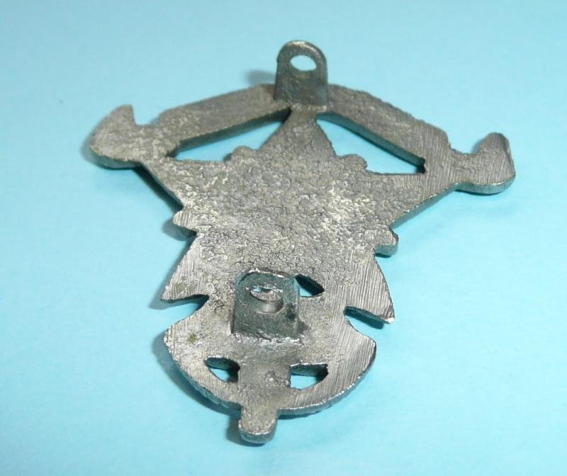 British Indian Army - 14th Punjab Regiment Cast White Metal Cap Badge, King's Crown — image 4