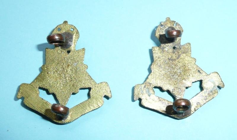 British Indian Army - 14th Punjab Regiment Matched Pair of Cast Brass Collar Badges, King's Crown — image 3