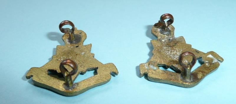 British Indian Army - 14th Punjab Regiment Matched Pair of Cast Brass Collar Badges, King's Crown — image 4