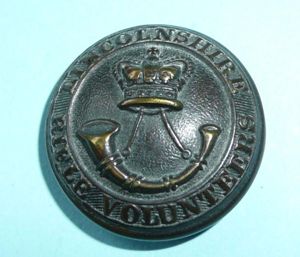 Lincolnshire Rifle Volunteers Blackened Large Pattern Button - Scarce maker