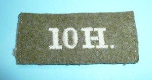 WW1 - '10H' - 10th Royal Hussars (PoW's) Woven White …