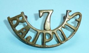 Indian Army - 7th Rajputs Regiment Cast Brass Shoulder Title