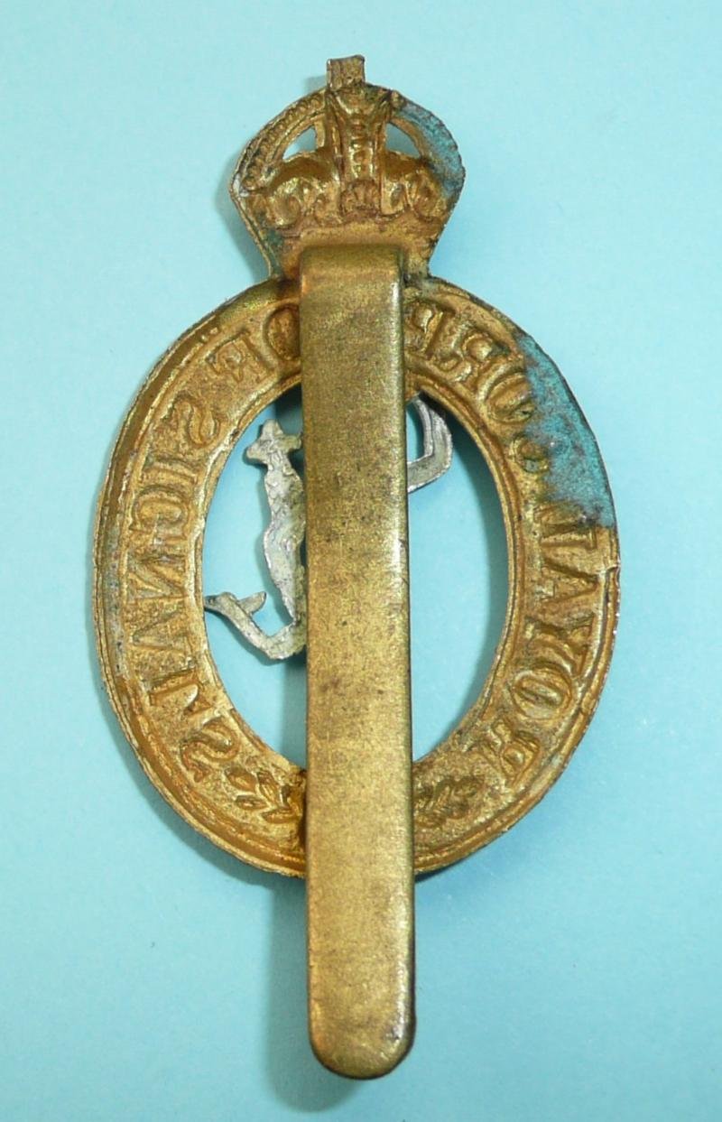 WW2 Royal Corps of Signals Other Ranks Bi-Metal Cap Badge - King's Crown — image 3