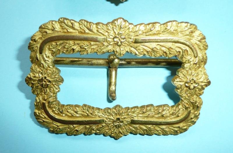 Royal Artillery Officer's No 1 Dress Pouch Belt Ornaments - Fire Gilt, George V Cypher — image 3