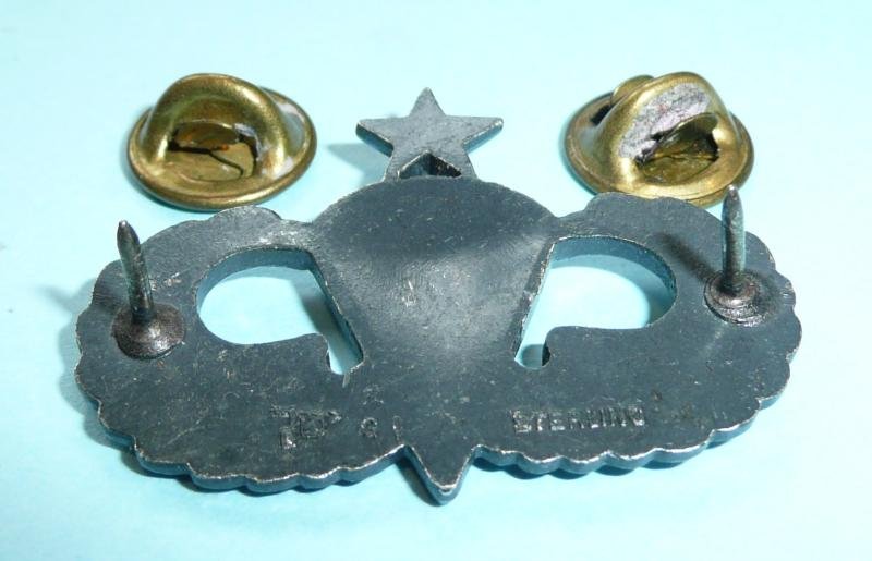 USA American United States Army Airborne Senior Parachutist Paratrooper Sterling Silver Breast Wings Badge — image 2