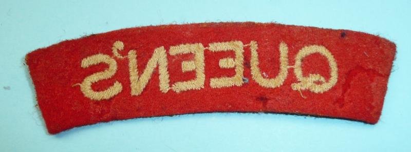 WW2 Queen's (Royal West Surrey) Regiment Woven Cloth Shoulder Title — image 2