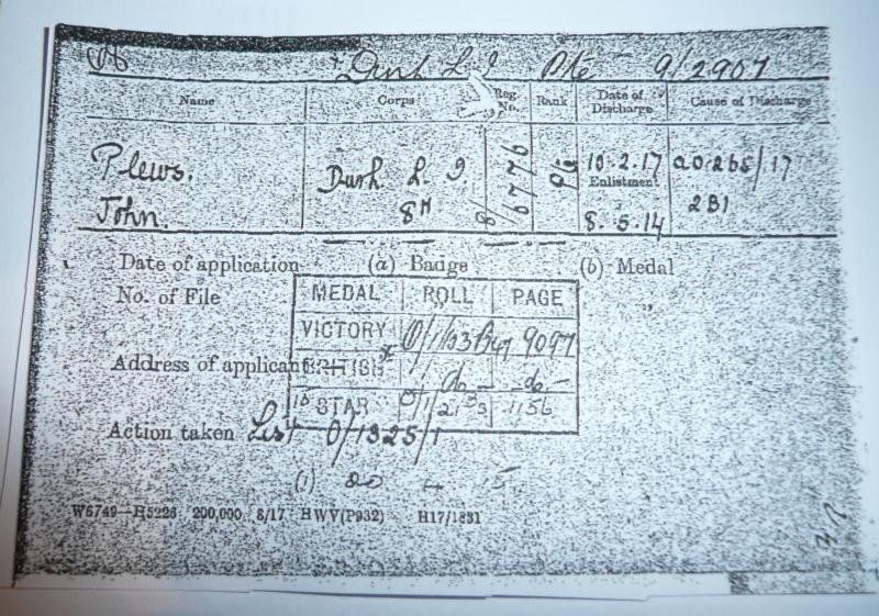 WW1 Silver War Badge (SWB) Award Document Plus Discharge Certificate to Pte John Plews, 8th (TF) Battalion Durham Light Infantry (DLI) — image 4