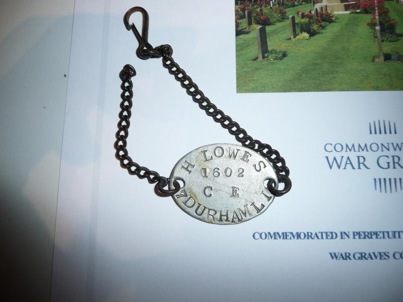 WW1 ID Identity Disc Pte Harold Pickering Lowes, 1/7th Battalion Durham Light Infantry (DLI) - Died from Wounds (gas) — image 2