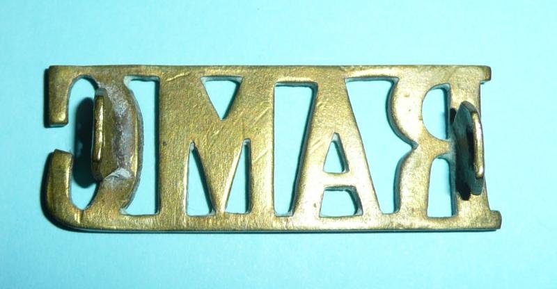 WW1 RAMC Royal Army Medical Corps Brass Shoulder Title — image 2