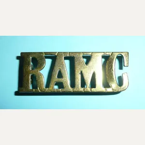 WW1 RAMC Royal Army Medical Corps Brass Shoulder Title