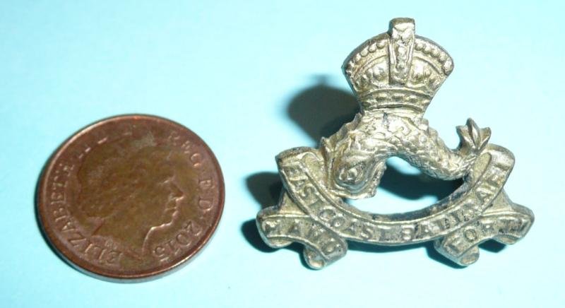 Indian Auxiliary Force (AFI) East Coast (Volunteer) Battalion Officers Frosted Silver Cap Badge — image 2