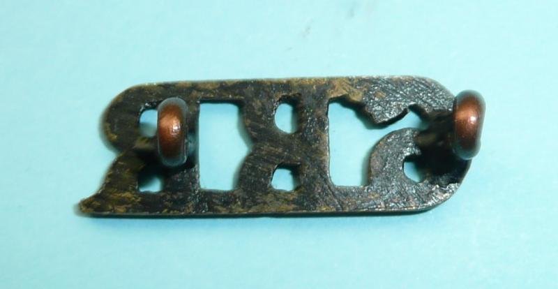 Indian Army - 6RR 6th Rajputana Rifles Blackened Brass Shoulder Title — image 2