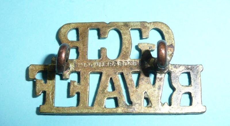 GCR / RWAFF (Gold Coast Regiment / Royal West African Frontier Force) Brass Shoulder Title, post 1928 — image 2