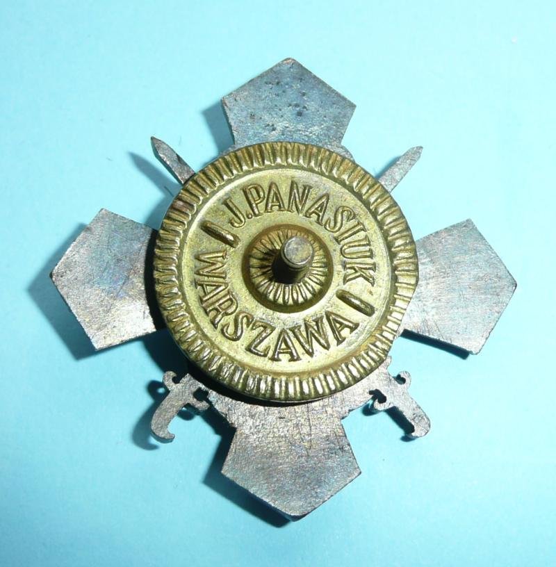 Poland (Polish Infantry) - 34th Regiment Officer's Enamel Cap Badge - Spinner maker marked J. Panasiuk, Warsaw — image 4