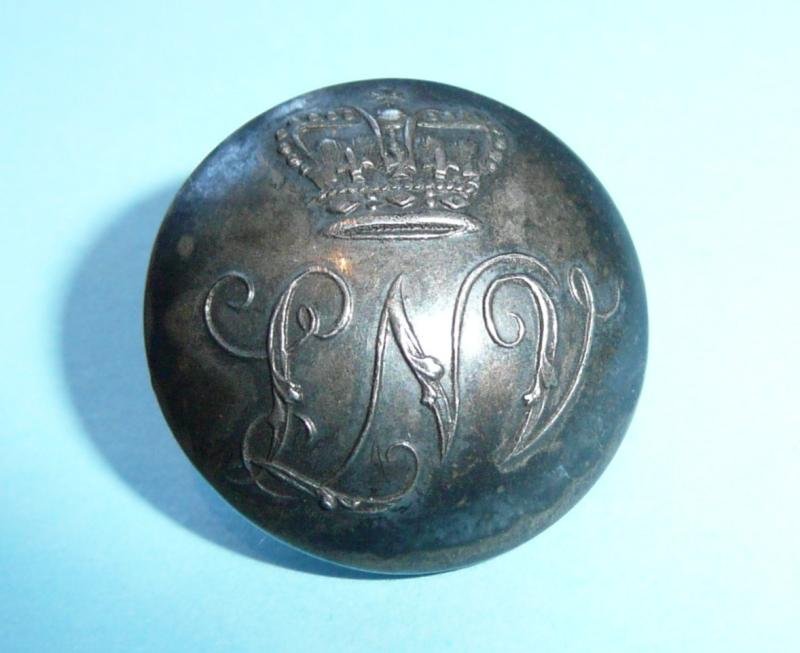 Georgian / Napoleonic Loyal Nottingham Volunteers (LNV) Officer's Silver Plated Tunic Coatee Button — image 2