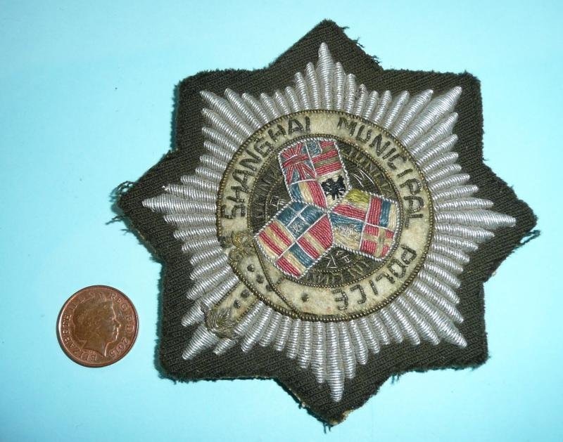 Chinese Treaty Ports - Shanghai Municipal Police Bullion Cloth Blazer Badge — image 2