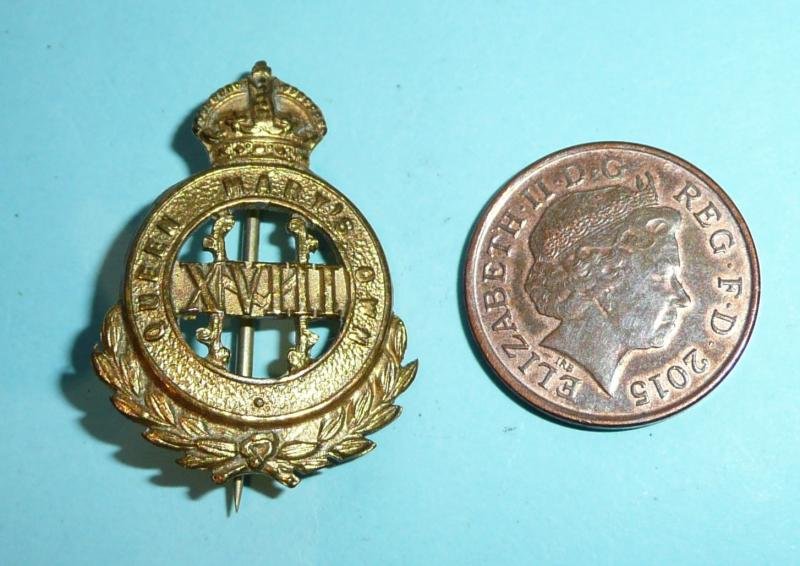 WW1 - 18th Royal Hussars (Queen Mary's Own) Gilt Sweetheart OCA Pin Brooch Badge — image 2