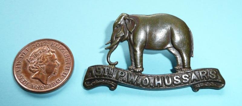 19th Royal PWO Hussars Officer's OSD Bronze Field Service Cap Badge, pre 1909 — image 2