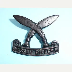 Indian Army - Assam Rifles Blackened Brass Cap Badge