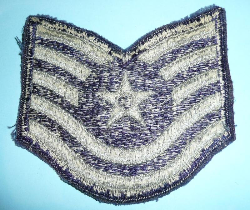 USA United States Air Force Technical Sergeant Rank Patch Dress Blue Chevrons Stripes — image 2