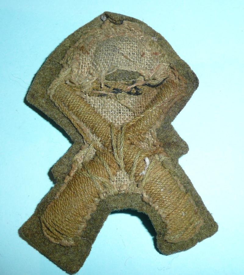 Royal Artillery - 1st Prize Crossed Guns Proficiency Worsted Khaki Cloth Arm Badge — image 2