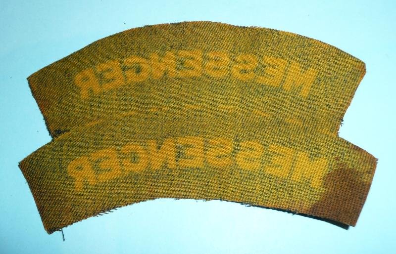WW2 Home Front - Civil Defence Uncut Pair of Printed Messenger Shoulder Titles — image 2