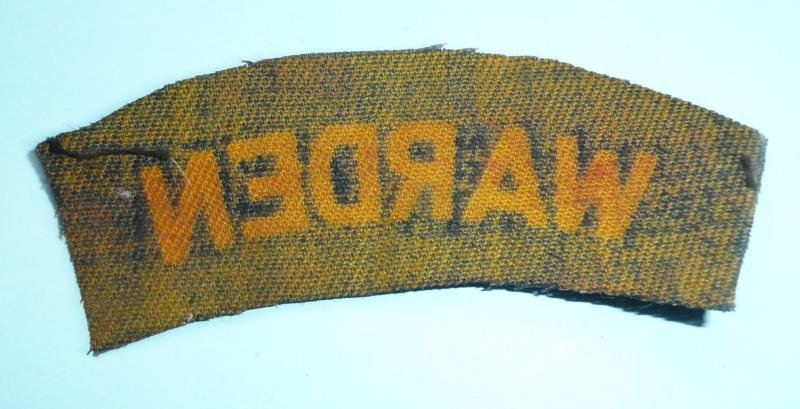 WW2 Home Front - Civil Defence Printed ARP WARDEN Shoulder Title — image 2