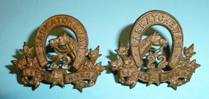 Canadian Militia - 22nd Saskatchewan Light Horse Pair of Facing …