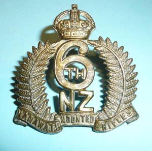 WW1 New Zealand - 6th (Manawatu) Mounted Rifles Cap Badge