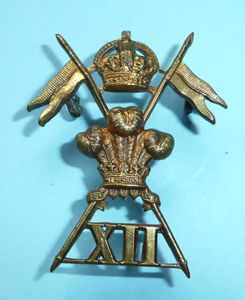 12th Lancers Officer's OSD Collar Badge, Kings Crown