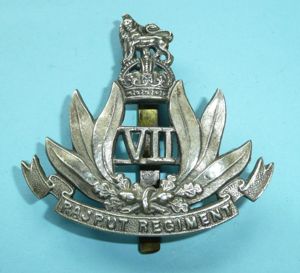 Indian Army - 7th Rajput Regiment White Metal Cap Badge