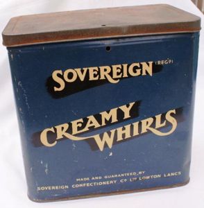 Sovereign Confectionery Co Creamy Whirls Tin 1930's/ 40's