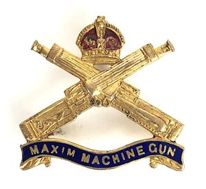 Maxim Machine Gun gilt and enamel regimental pin brooch