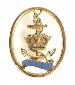 Womens Royal Naval Service WRNS gilt and enamel sweetheart brooch