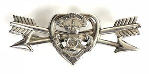 Royal Artillery 1915 Hm silver heart crossed arrows sweetheart brooch