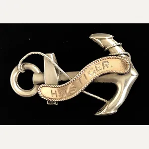 Royal Navy HMS Tiger 1916 silver anchor pin badge