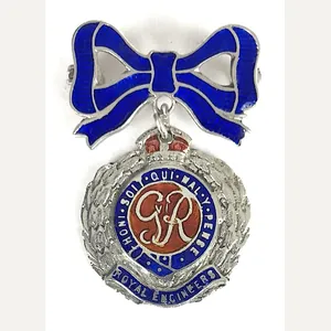 Royal Engineers Silver & Enamel Bow Suspension Sweetheart Brooch