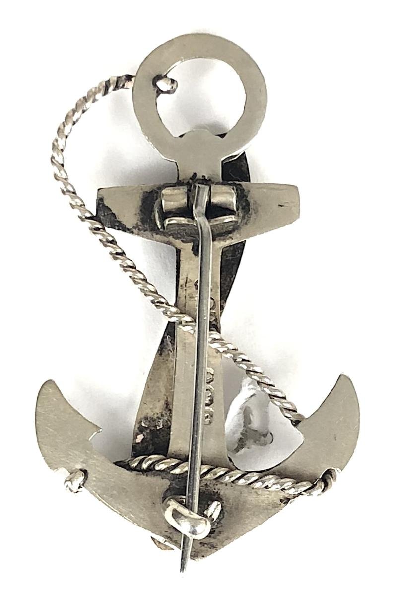 Royal Navy HMS Concord 1917 Hollow Silver Anchor Brooch — image 2