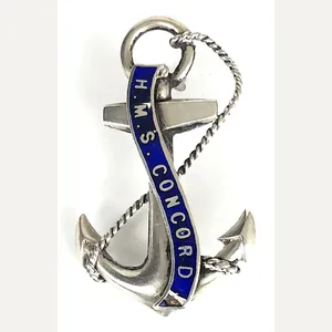 Royal Navy HMS Concord 1917 Hollow Silver Anchor Brooch