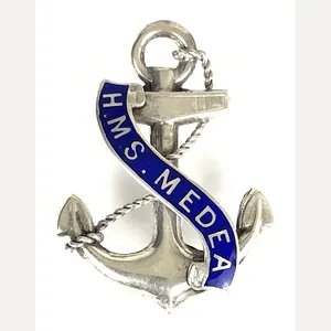 Royal Navy HMS Medea Hallmarked 1915 Silver Anchor Brooch