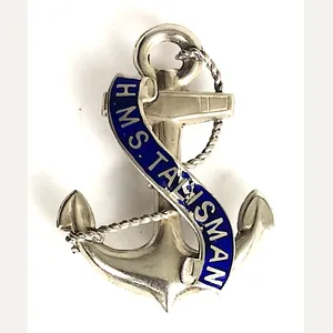 Royal Navy HMS Talisman 1915 Hollow Silver Anchor Brooch