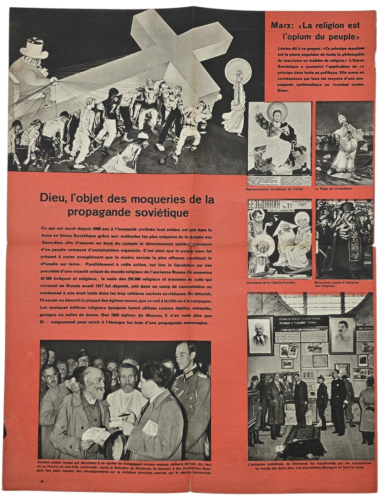 Original WW2 Walloon anti-Soviet Collaboration Flyer - Les Sans-Dieu (The Godless) — image 3