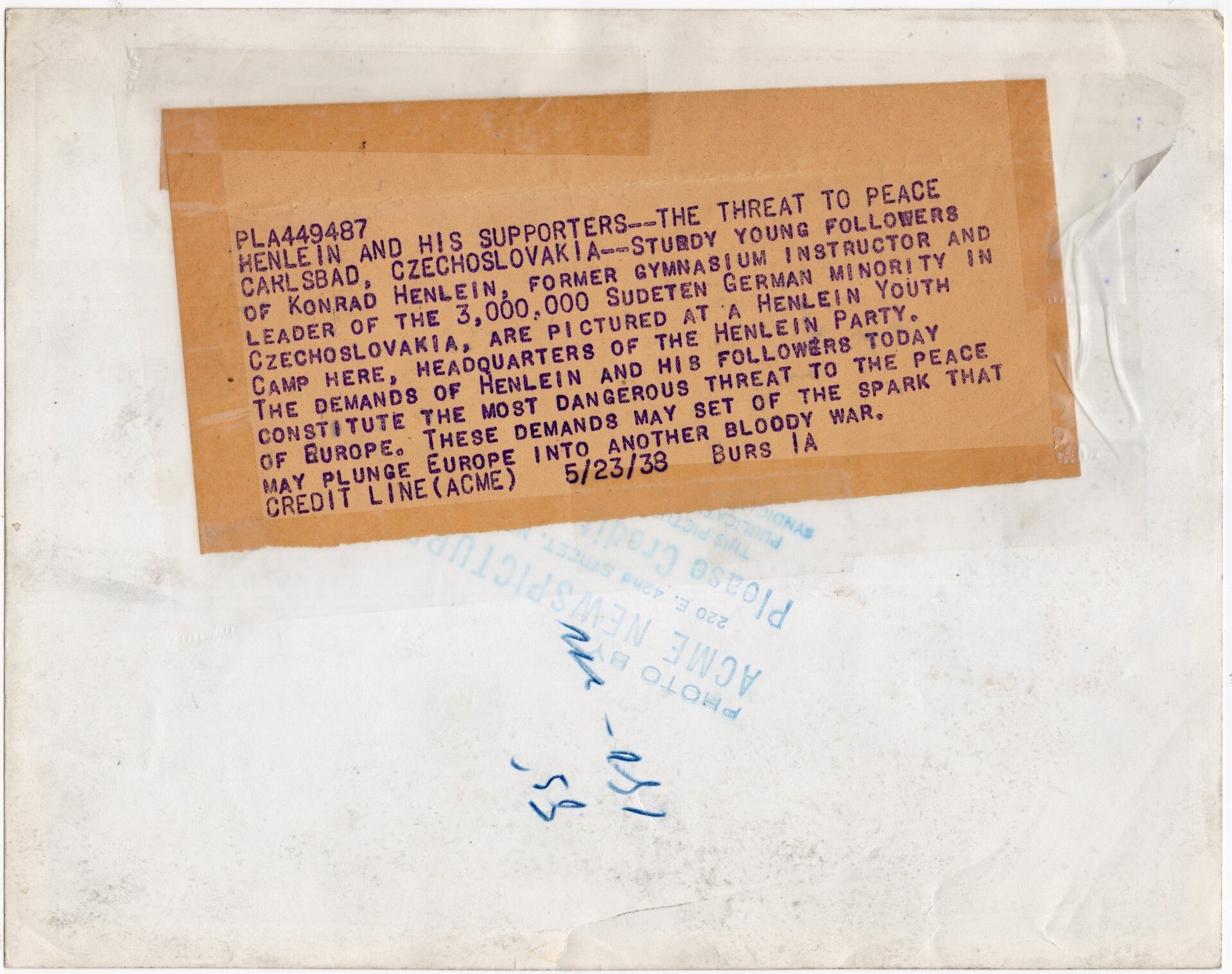 Original WW2 US Press Photo - Konrad Henlein youth camp, Czechoslovakia, Sudetenland (1938) — image 2