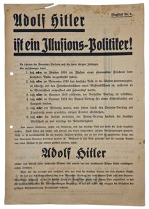 Original WW2 German NSDAP Document - Election Flyer ''Flugblatt Nr. …