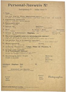 Original WW2 Belgian Document - ID card Personalausweis