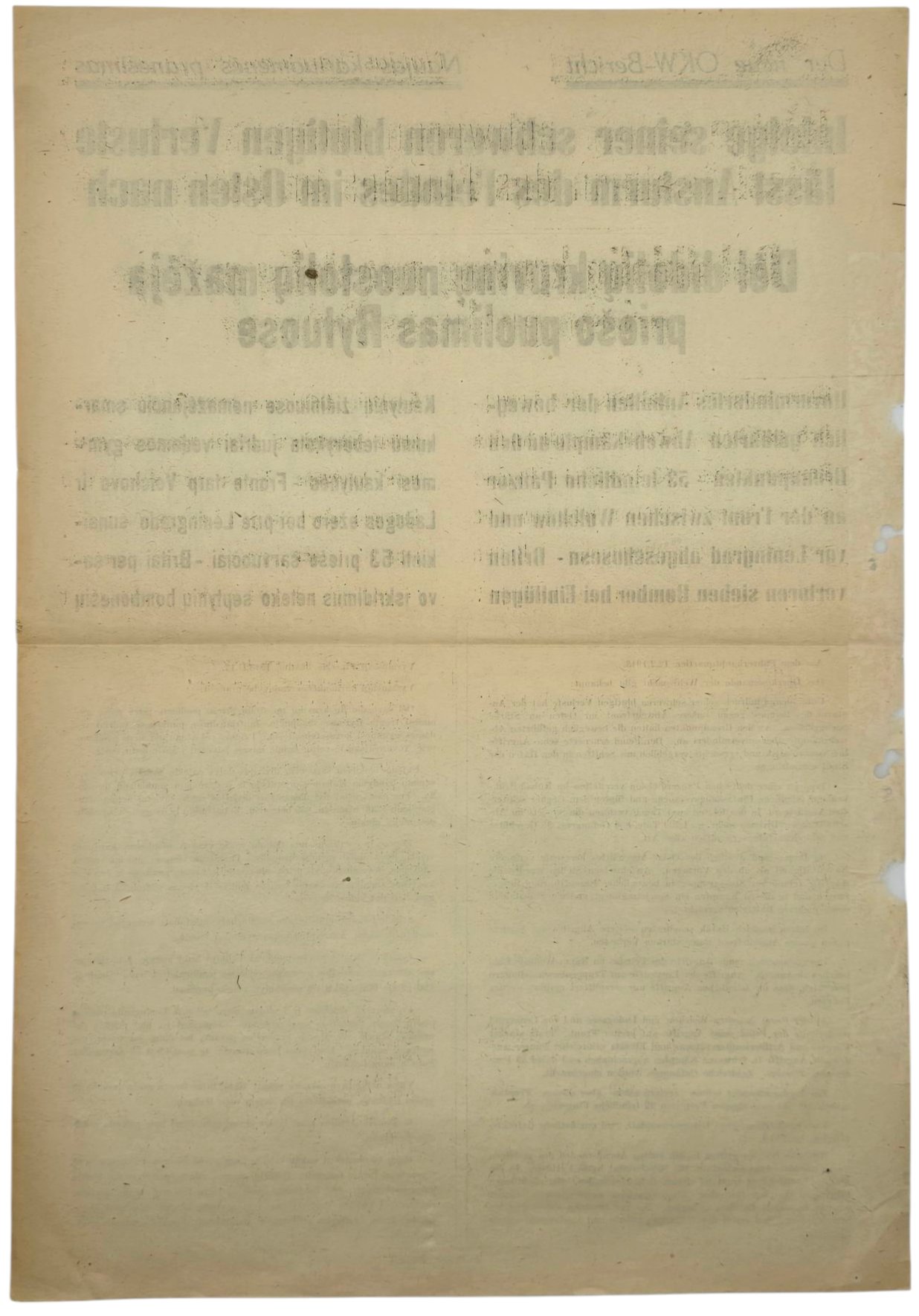 Original WW2 German Lithuanian Poster - OKW-Bericht 12 February (1943) — image 2