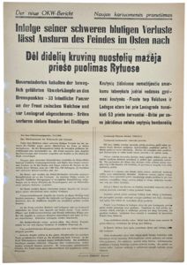 Original WW2 German Lithuanian Poster - OKW-Bericht 12 February (1943)
