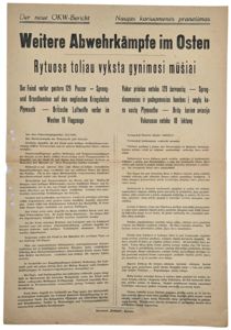 Original WW2 German Lithuanian Poster - OKW-Bericht 14 February (1943)